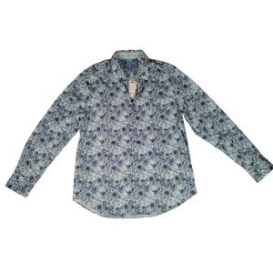 NWT Robert Graham Colville Blue Floral Long Sleeve Button Down Shirt Mens‎ L